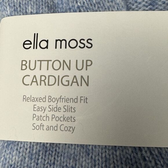 Ella Moss Womens Size Large Blue Relaxed Boyfriend Button Front Cardigan Lrg. L - Picture 6 of 10